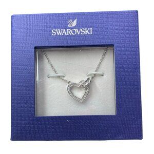 Swarovski Rhodium Plated Lovely Crystal Heart Crystal Necklace-265